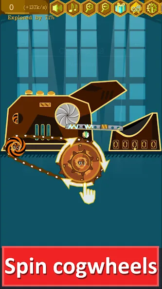 Скачать мод Steampunk Idle Gear Spinner — Безлимитные деньги и ускоренная прокачка — скриншот 1