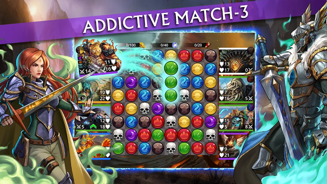 Мод Gems of War - Match 3 RPG — Безлимитные ходы и открыты все герои, скачать APK — скриншот 1 Мод Gems of War - Match 3 RPG — Безлимитные ходы и открыты все герои, скачать APK — скриншот 1