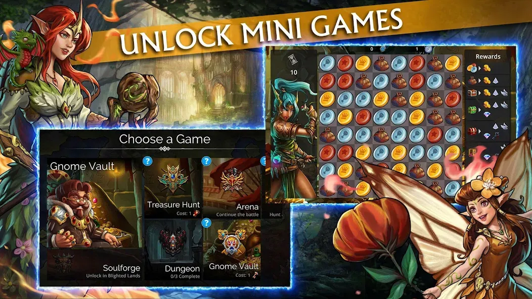 Мод Gems of War - Match 3 RPG — Безлимитные ходы и открыты все герои, скачать APK — скриншот 3 Мод Gems of War - Match 3 RPG — Безлимитные ходы и открыты все герои, скачать APK — скриншот 3