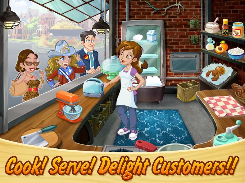 Скачать Kitchen Scramble: Cooking Game Mod APK — Безлимитные монеты и все рецепты — скриншот 1