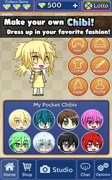 Скачать Pocket Chibi - Anime Dress Up бесплатно — Безлимитные монеты и алмазы — скриншот 2
