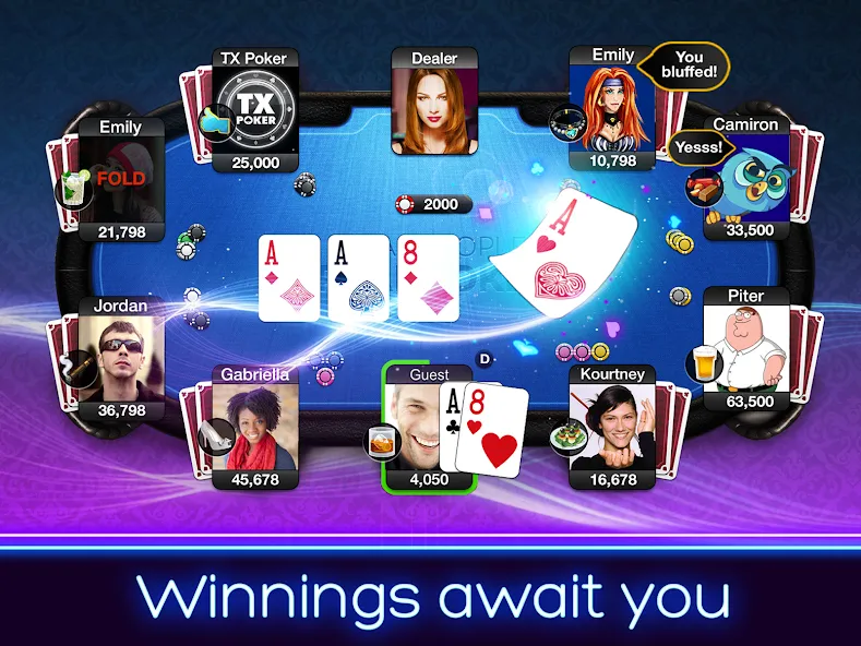 TX Poker - Texas Holdem Poker взлом на Андроид — Безлимитные фишки и все функции открыты — скриншот 2