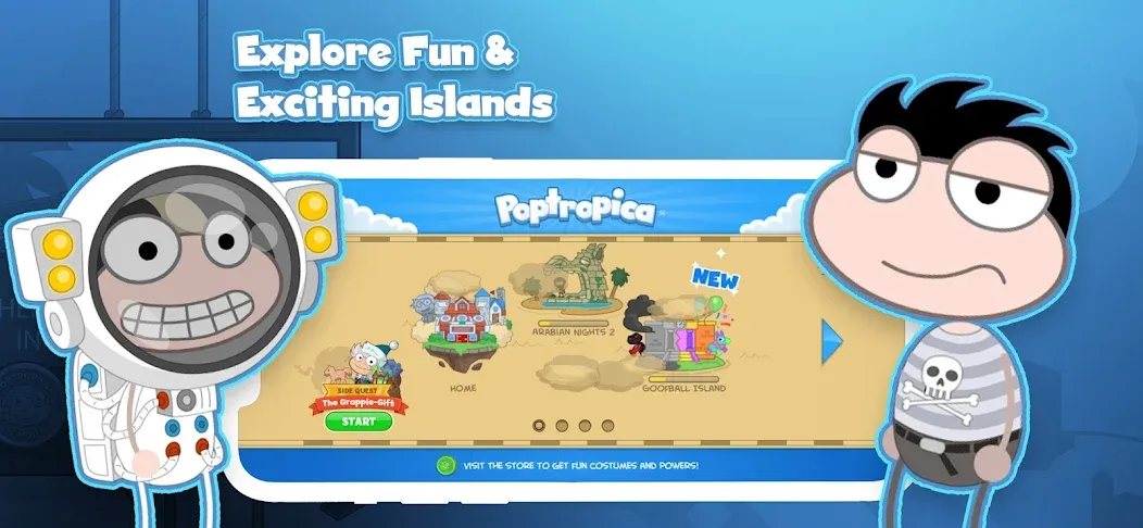 Скачать мод Poptropica: Fun Kids Adventure — Без рекламы и много монет — скриншот 1