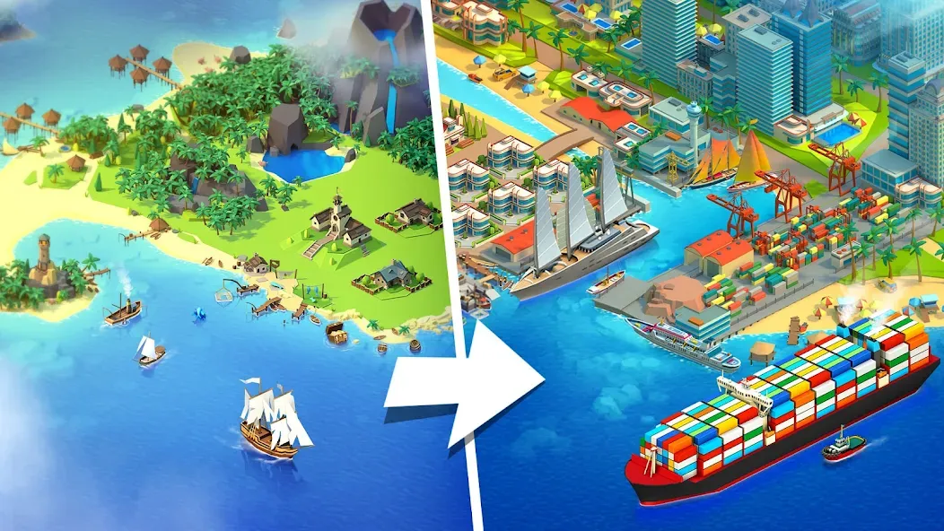 Скачать Sea Port: Cargo Boat Tycoon мод — Безлимитные деньги и ресурсы — скриншот 1