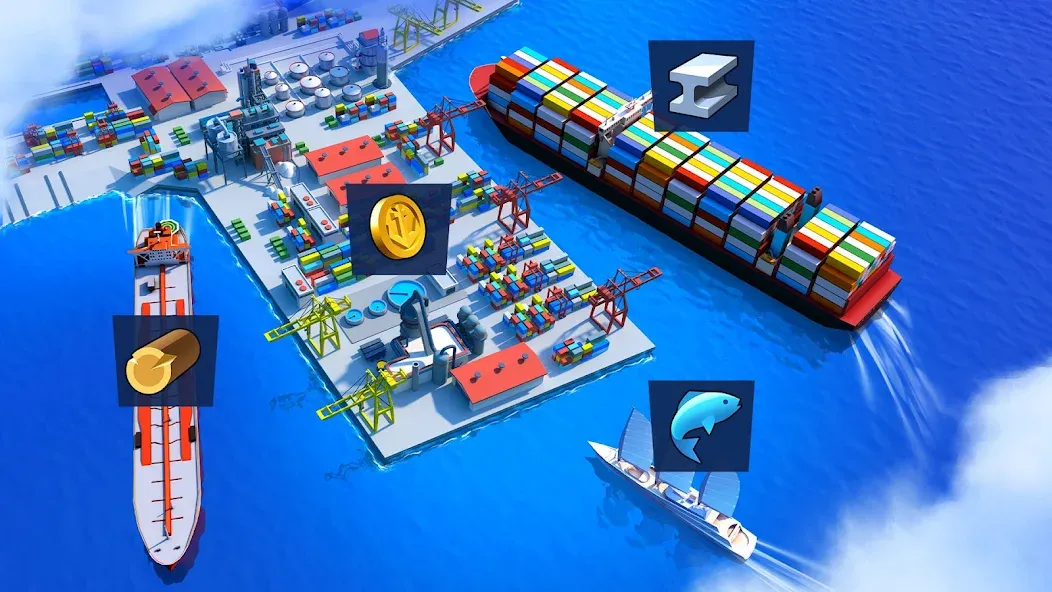 Скачать Sea Port: Cargo Boat Tycoon мод — Безлимитные деньги и ресурсы — скриншот 5