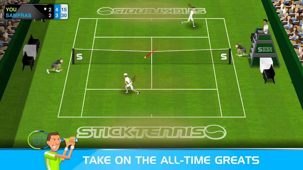 Stick Tennis — последняя версия с модом (Безлимитные деньги и все ракетки) — скриншот 2 Stick Tennis — последняя версия с модом (Безлимитные деньги и все ракетки) — скриншот 2