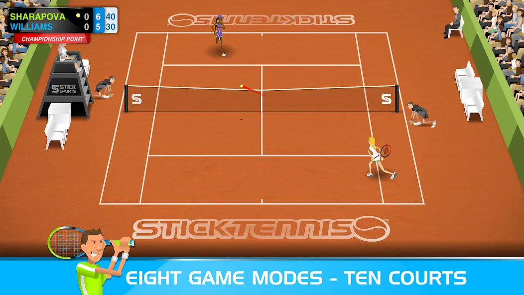 Stick Tennis — последняя версия с модом (Безлимитные деньги и все ракетки) — скриншот 3 Stick Tennis — последняя версия с модом (Безлимитные деньги и все ракетки) — скриншот 3