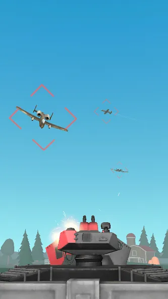 Скачать Air Defense: Airplane Shooting Mod APK — Безлимитные деньги и патроны — скриншот 1