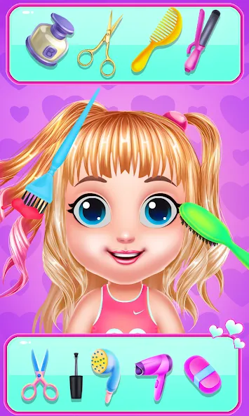 Baby Girl Caring Pinky Style взломанный APK — Открыты все наряды и аксессуары — скриншот 3