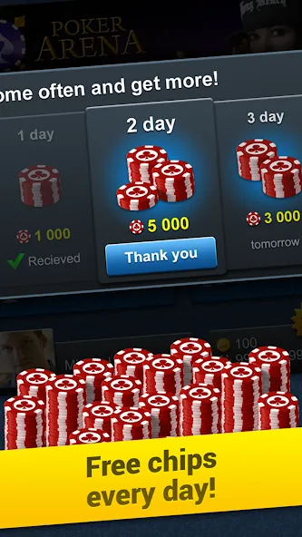 Poker Arena: texas holdem game на телефон — скачать мод: Безлимитные фишки и открыты все столы — скриншот 2