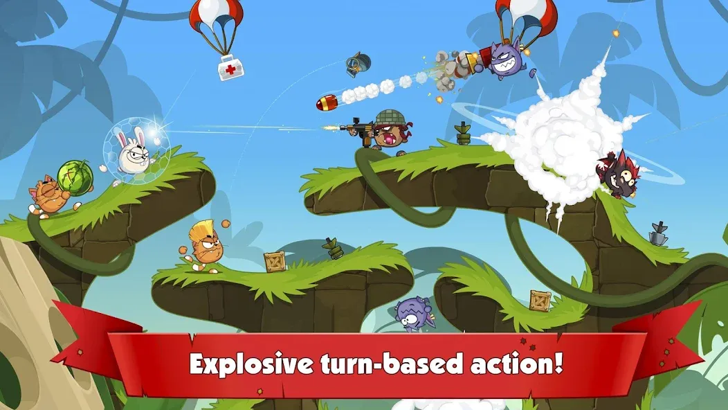 Wormix: PvP Tactical Shooter на телефон — скачать мод: Безлимитные ресурсы и мощное оружие — скриншот 1 Wormix: PvP Tactical Shooter на телефон — скачать мод: Безлимитные ресурсы и мощное оружие — скриншот 1