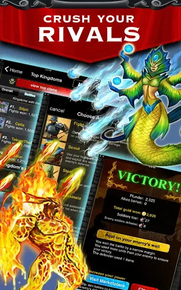 Скачать взлом Kingdoms at War: Hardcore PVP — Безлимитные ресурсы и усиленная армия — скриншот 3