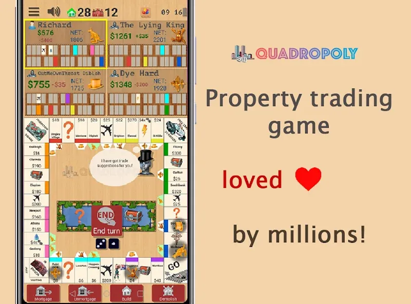 Скачать мод Quadropoly - Classic Business — Безлимитные деньги и бонусы — скриншот 1
