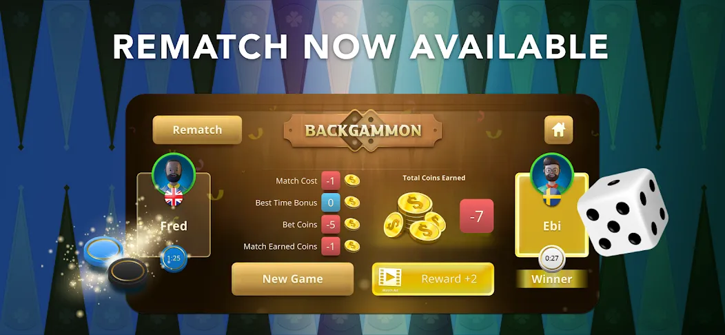 Мод Backgammon Classic + Online — Без рекламы и онлайн-режим открыт, скачать APK — скриншот 1