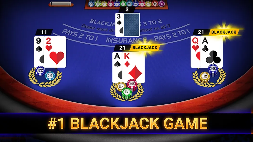 Blackjack 21: online casino — последняя версия с модом (Безлимитные фишки и разблокированы столы) — скриншот 1 Blackjack 21: online casino — последняя версия с модом (Безлимитные фишки и разблокированы столы) — скриншот 1