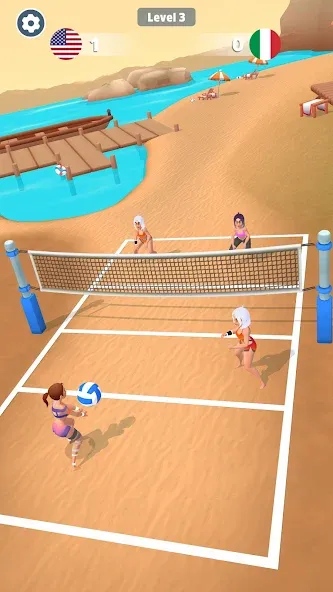 Скачать мод Beach Volleyball Game — Безлимитные монеты и все уровни — скриншот 2