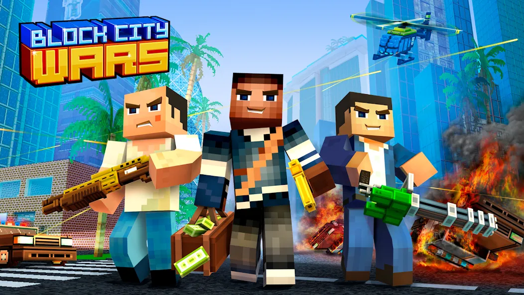 Block City Wars: Pixel Shooter MOD APK скачать на Андроид — Безлимитные деньги и оружие — скриншот 5