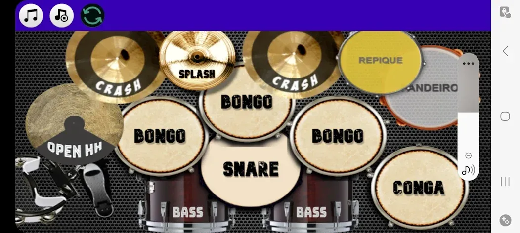 Drum Studio: Bateria Virtual бесплатно на Андроид — мод: Реалистичная виртуальная барабанная установка — скриншот 3 Drum Studio: Bateria Virtual бесплатно на Андроид — мод: Реалистичная виртуальная барабанная установка — скриншот 3