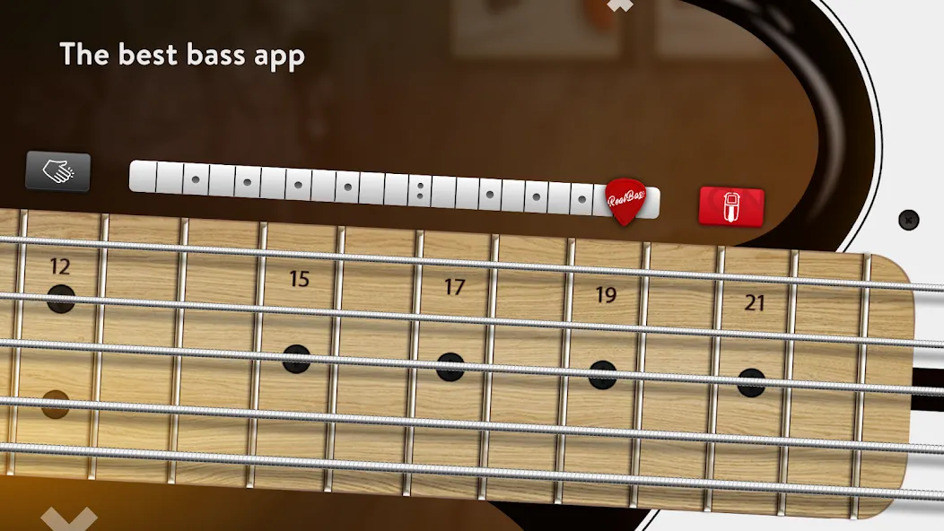 Real Bass: bass guitar на телефон — скачать мод: Безлимитные ноты и все струны открыты — скриншот 1