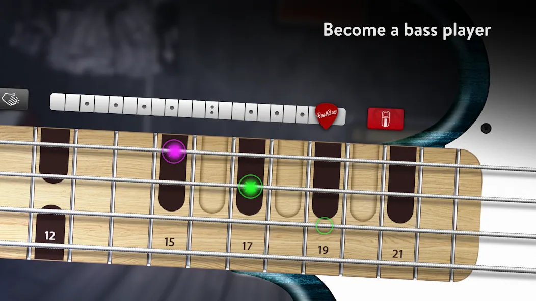 Real Bass: bass guitar на телефон — скачать мод: Безлимитные ноты и все струны открыты — скриншот 4