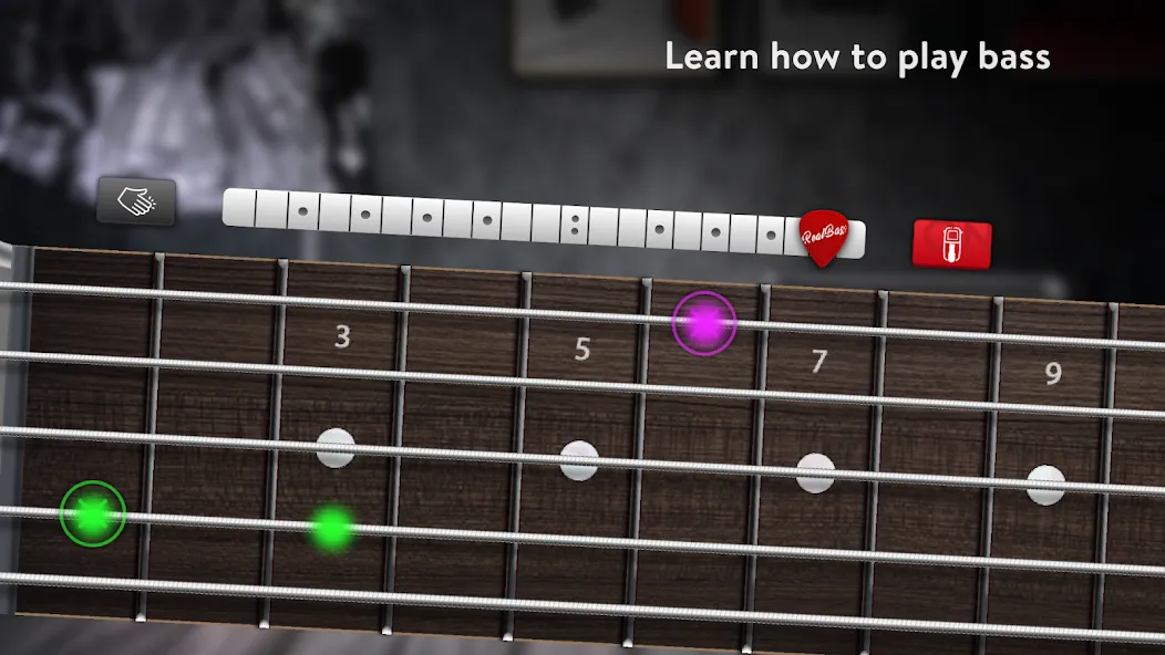 Real Bass: bass guitar на телефон — скачать мод: Безлимитные ноты и все струны открыты — скриншот 5