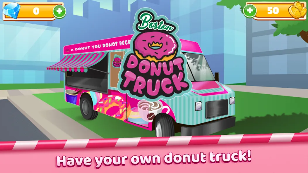 Boston Donut Truck: Food Game на телефон — скачать мод: Безлимитные деньги и ресурсы — скриншот 1 Boston Donut Truck: Food Game на телефон — скачать мод: Безлимитные деньги и ресурсы — скриншот 1