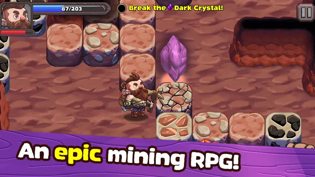 Mine Quest 2: RPG Mining Game бесплатно на Андроид — мод: Безлимитные деньги и ресурсы — скриншот 1
