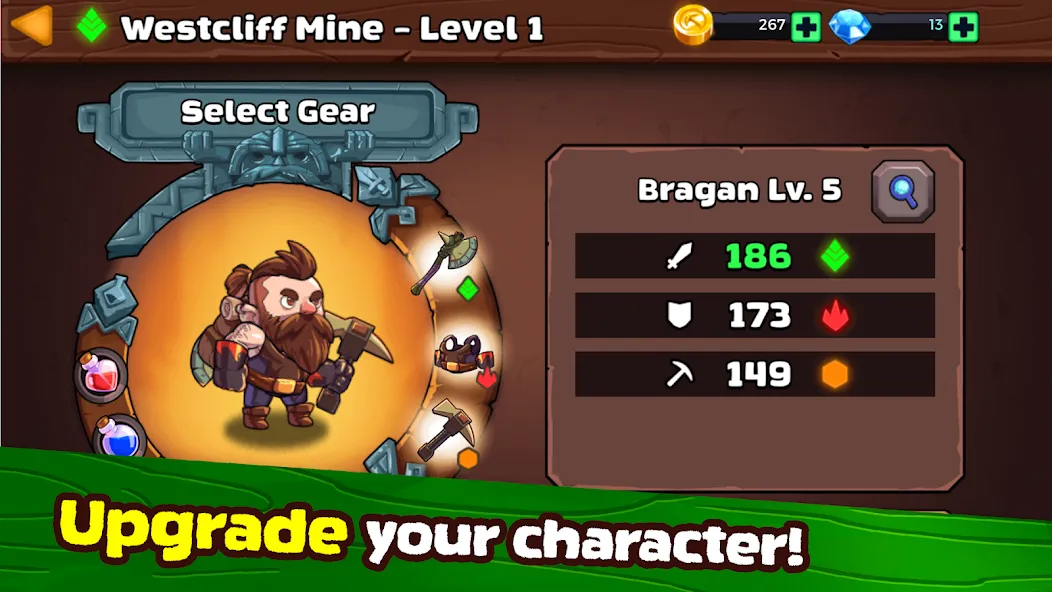 Mine Quest 2: RPG Mining Game бесплатно на Андроид — мод: Безлимитные деньги и ресурсы — скриншот 3