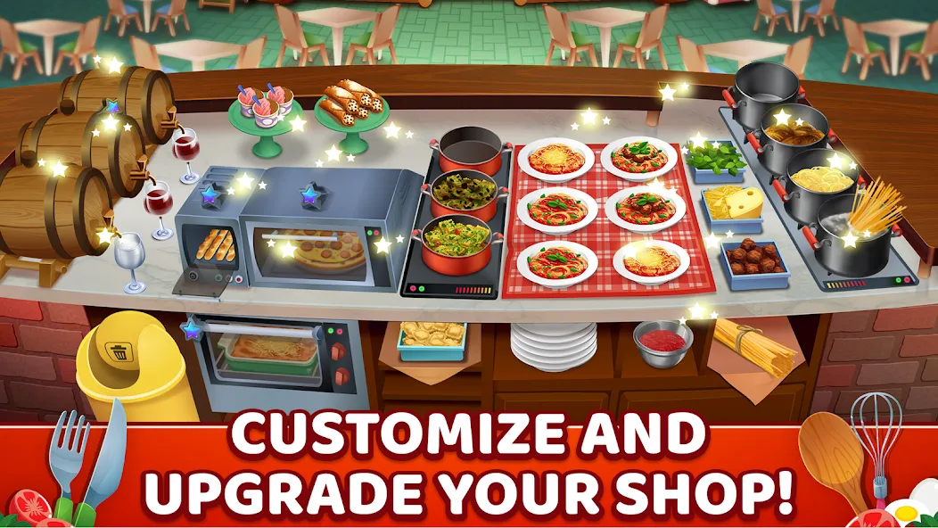 Мод My Pasta Shop: Cooking Game — Безлимитные монеты и открыты все рецепты, скачать APK — скриншот 4