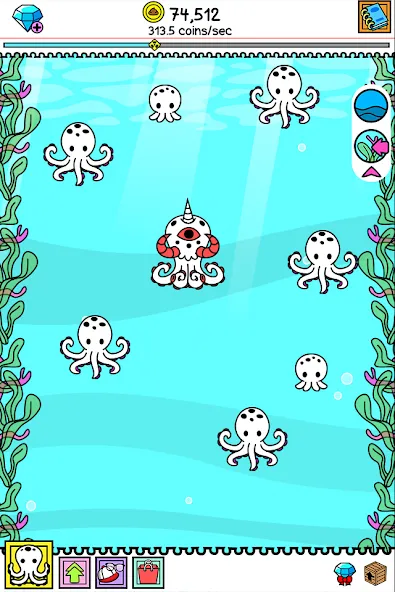 Скачать Octopus Evolution: Idle Game мод — Безлимитные деньги и алмазы — скриншот 5 Скачать Octopus Evolution: Idle Game мод — Безлимитные деньги и алмазы — скриншот 5