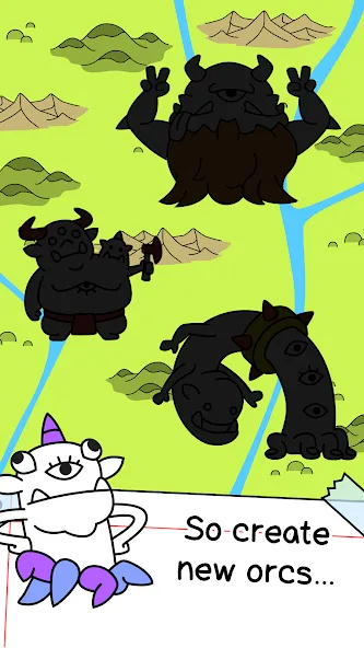 Orc Evolution: Create Monsters на телефон — скачать мод: Много денег и ресурсов — скриншот 3 Orc Evolution: Create Monsters на телефон — скачать мод: Много денег и ресурсов — скриншот 3