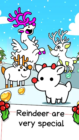 Reindeer Evolution: Idle Game MOD APK скачать на Андроид — Много монет и ускорение — скриншот 1