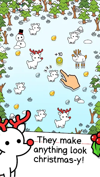 Reindeer Evolution: Idle Game MOD APK скачать на Андроид — Много монет и ускорение — скриншот 2