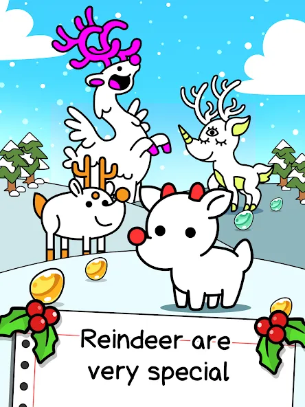 Reindeer Evolution: Idle Game MOD APK скачать на Андроид — Много монет и ускорение — скриншот 5