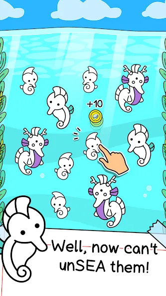 Seahorse Evolution: Sea Mutant мод на Андроид: Безлимитные деньги и ресурсы — скриншот 2 Seahorse Evolution: Sea Mutant мод на Андроид: Безлимитные деньги и ресурсы — скриншот 2