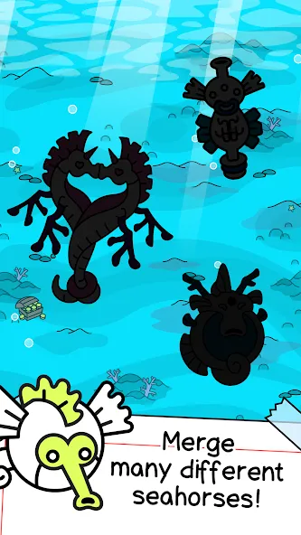 Seahorse Evolution: Sea Mutant мод на Андроид: Безлимитные деньги и ресурсы — скриншот 3 Seahorse Evolution: Sea Mutant мод на Андроид: Безлимитные деньги и ресурсы — скриншот 3