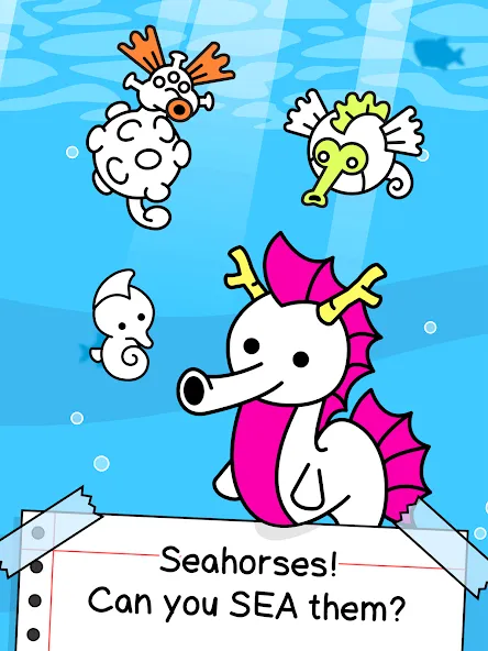 Seahorse Evolution: Sea Mutant мод на Андроид: Безлимитные деньги и ресурсы — скриншот 5 Seahorse Evolution: Sea Mutant мод на Андроид: Безлимитные деньги и ресурсы — скриншот 5