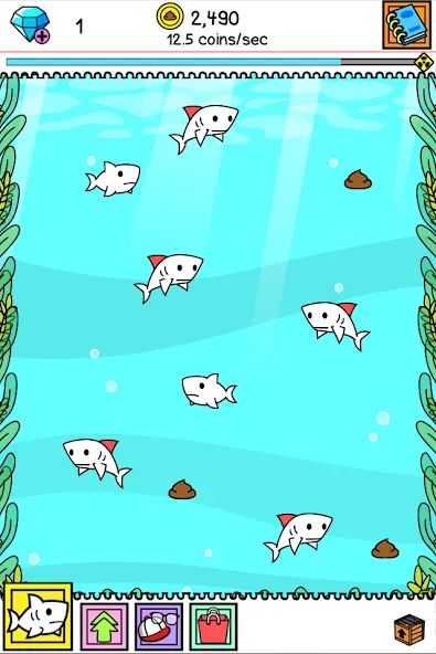 Shark Evolution: Idle Game — последняя версия с модом (Безлимитные монеты и быстрая эволюция) — скриншот 5 Shark Evolution: Idle Game — последняя версия с модом (Безлимитные монеты и быстрая эволюция) — скриншот 5