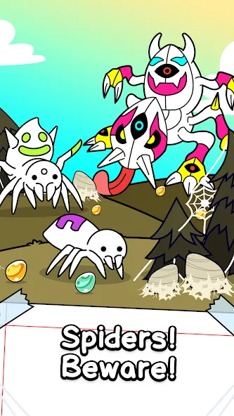Spider Evolution: Idle Game — Безлимитные деньги и ресурсы, скачать мод APK — скриншот 1 Spider Evolution: Idle Game — Безлимитные деньги и ресурсы, скачать мод APK — скриншот 1
