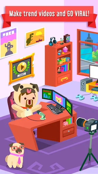 Vlogger Go Viral: Tuber Life MOD APK скачать на Андроид — Безлимитные деньги и подписчики — скриншот 2