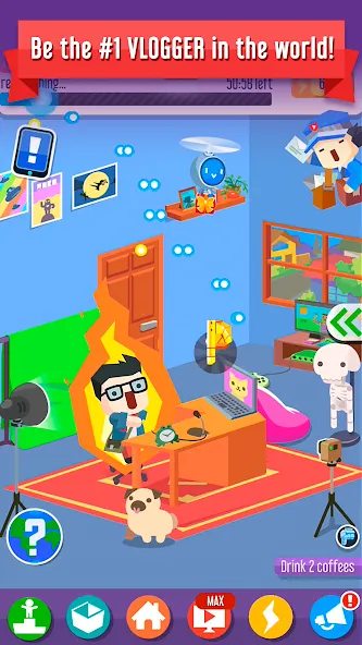 Vlogger Go Viral: Tuber Life MOD APK скачать на Андроид — Безлимитные деньги и подписчики — скриншот 4