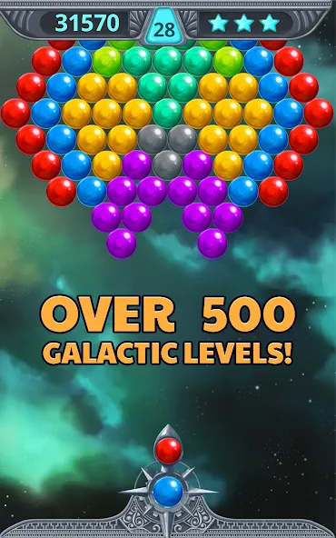 Bubble Shooter Space взлом на Андроид — Безлимитные жизни и усилители — скриншот 1