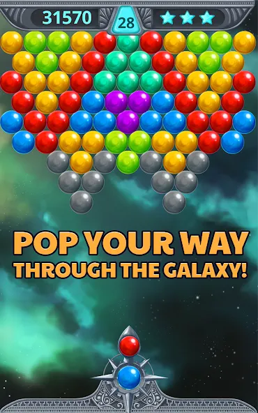Bubble Shooter Space взлом на Андроид — Безлимитные жизни и усилители — скриншот 3