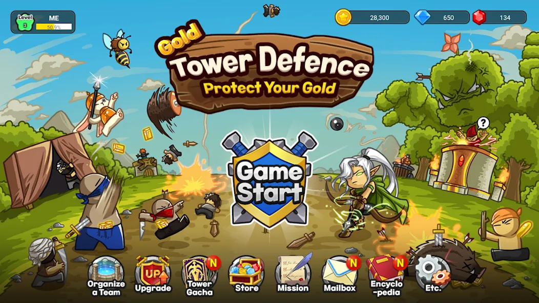 Скачать Gold tower defence M бесплатно — Безлимитные деньги и усиленная защита — скриншот 1