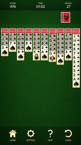 Spider Solitaire: Card Game бесплатно на Андроид — мод: Без рекламы и безлимитные подсказки — скриншот 5 Spider Solitaire: Card Game бесплатно на Андроид — мод: Без рекламы и безлимитные подсказки — скриншот 5