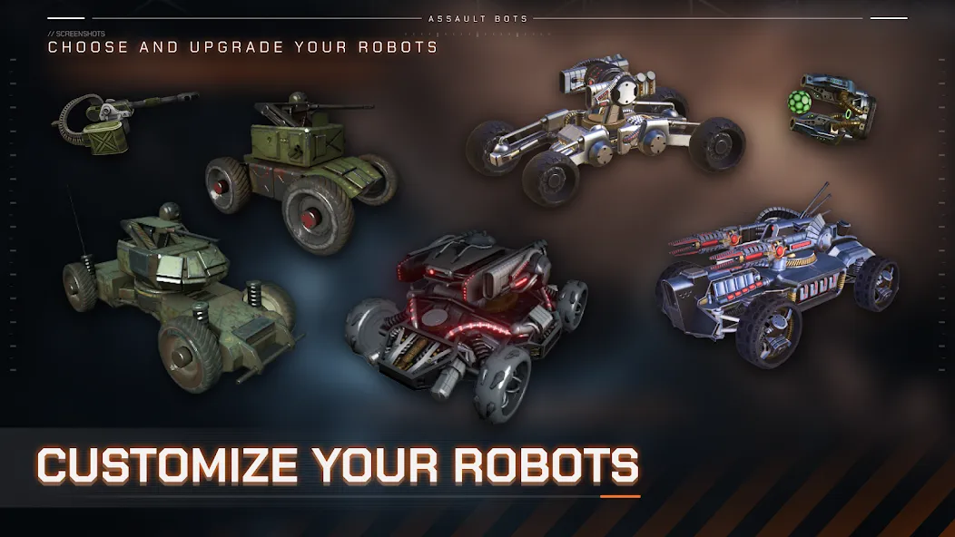 Assault Bots: Multiplayer на телефон — скачать мод: Безлимитные деньги и усиленные роботы — скриншот 2