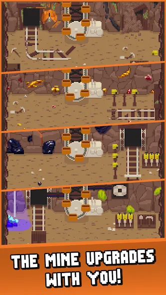 Idle Cave Miner MOD APK скачать на Андроид — Безлимитные ресурсы и быстрая добыча — скриншот 3