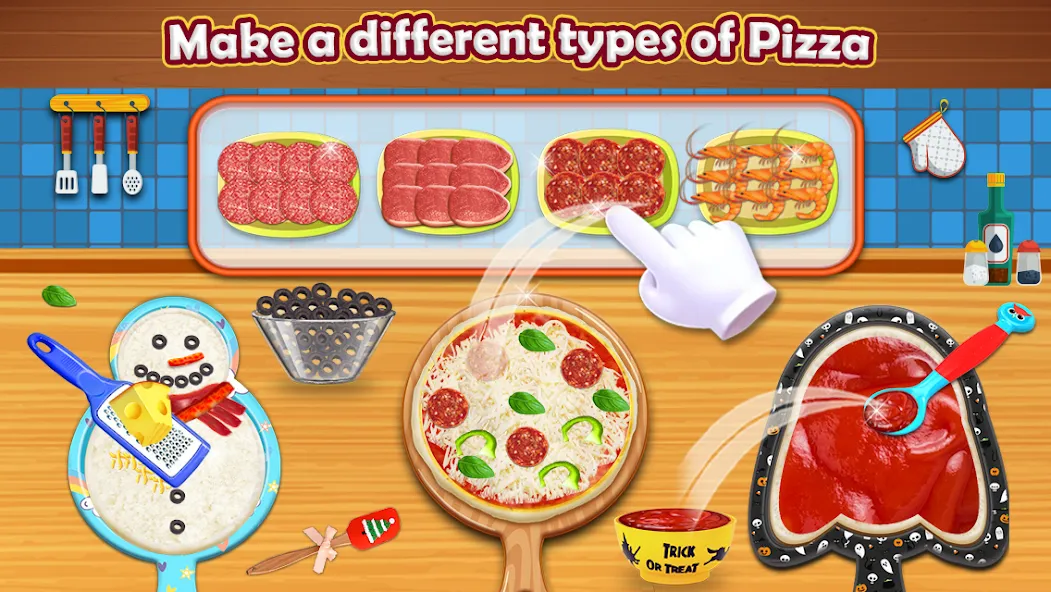Pizza Maker - Cooking Games бесплатно на Андроид — мод: Безлимитные деньги и всё открыто — скриншот 1