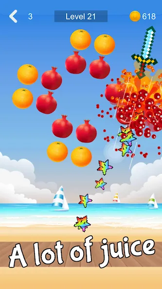 Fruit Sniper MOD APK скачать на Андроид — Безлимитные монеты и усиленное оружие — скриншот 2