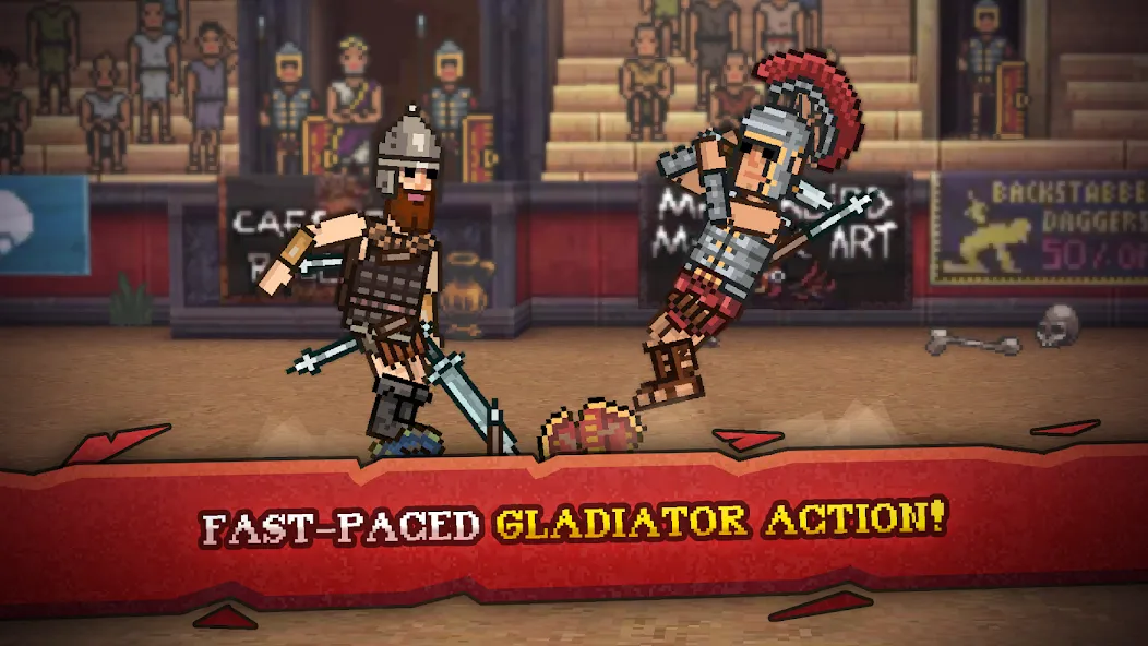 Gladihoppers - Gladiator Fight MOD APK: Безлимитные деньги и все оружие — скриншот 1